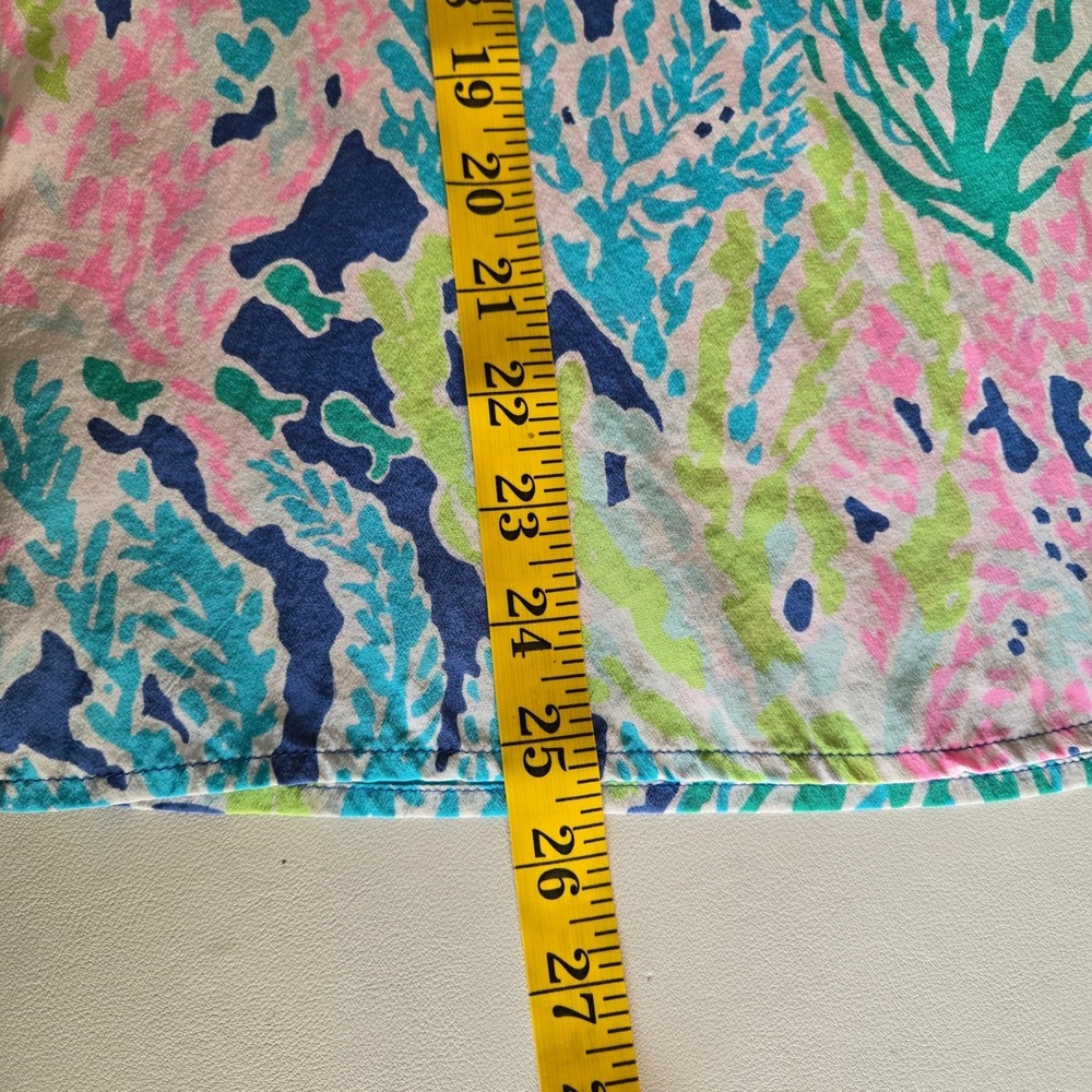 Lilly Pulitzer Pink Blue Coral Print Silk Blouse Sz S Resort Preppy Coastal Chic - Picture 10 of 10